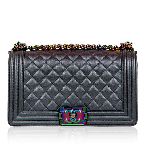 iridescent medium boy bag chanel